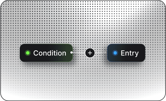 Connecting a condition node to an entry node on the Algovex canvas