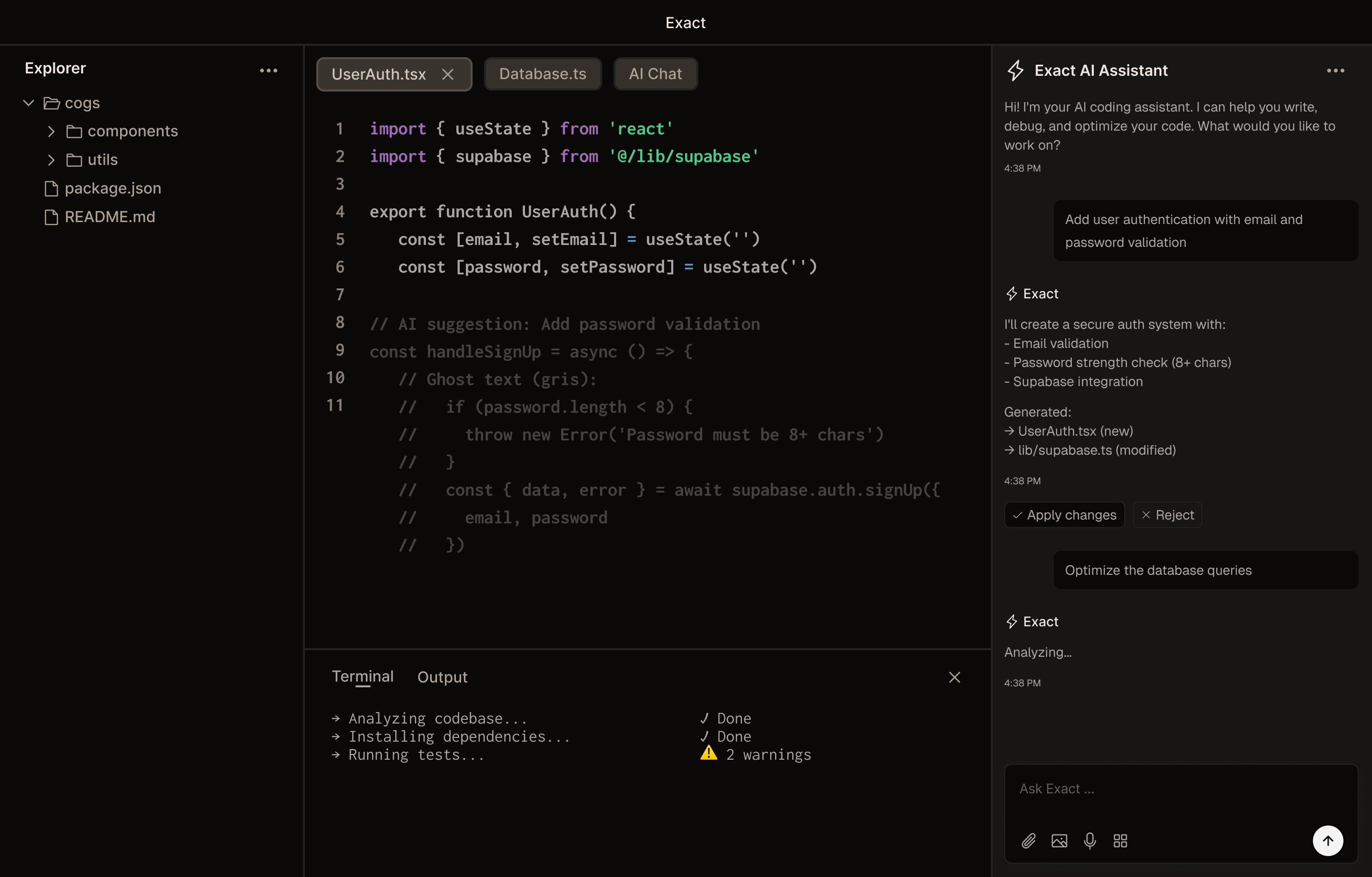AI coding assistant editing code with inline suggestions
